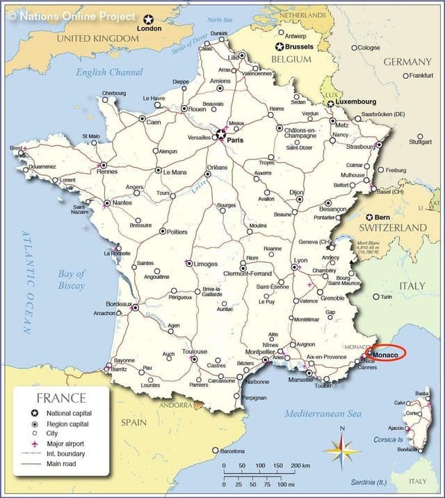 Mónaco en el mapa de Mónaco