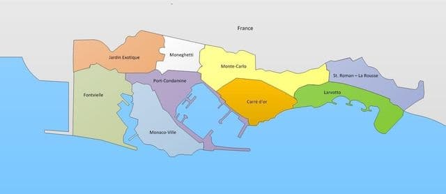 Mapa de los barrios de Mónaco