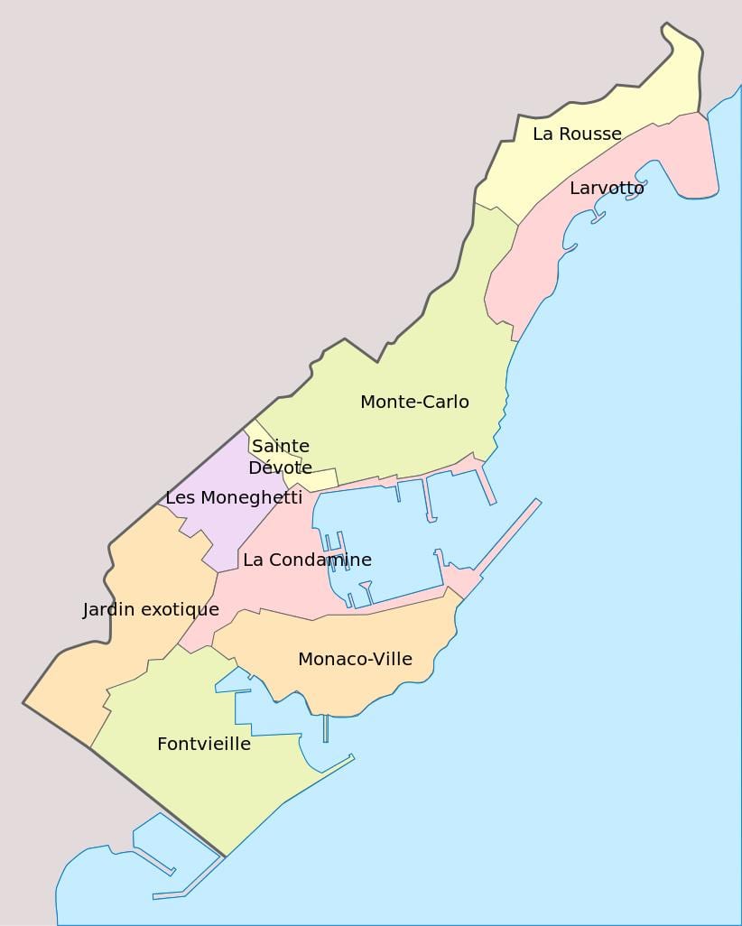 Mapa del distrito de Mónaco