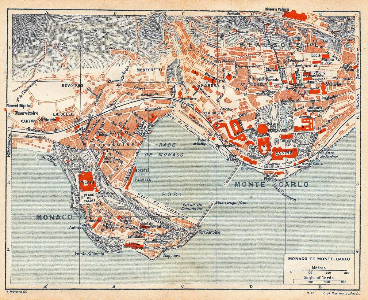 Mapa antiguo de Mónaco